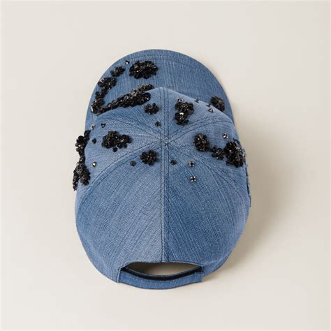 miu miu denim baseball cap|Blue/black Denim Baseball Cap .